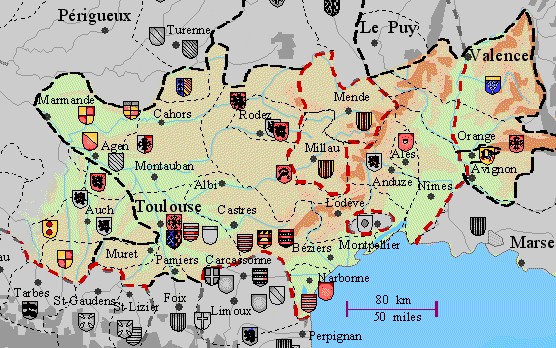 map of Languedoc - carte du Languedoc